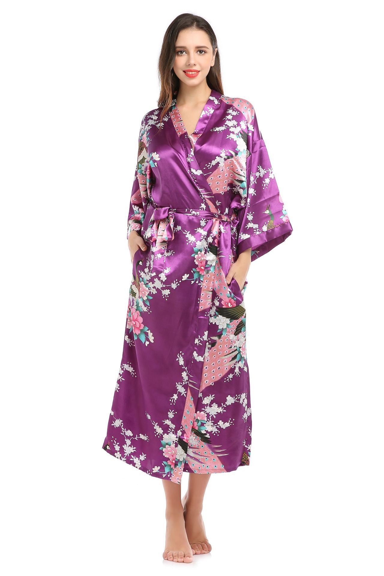 Peacock Long Robe for Women - Stylish Home Wear