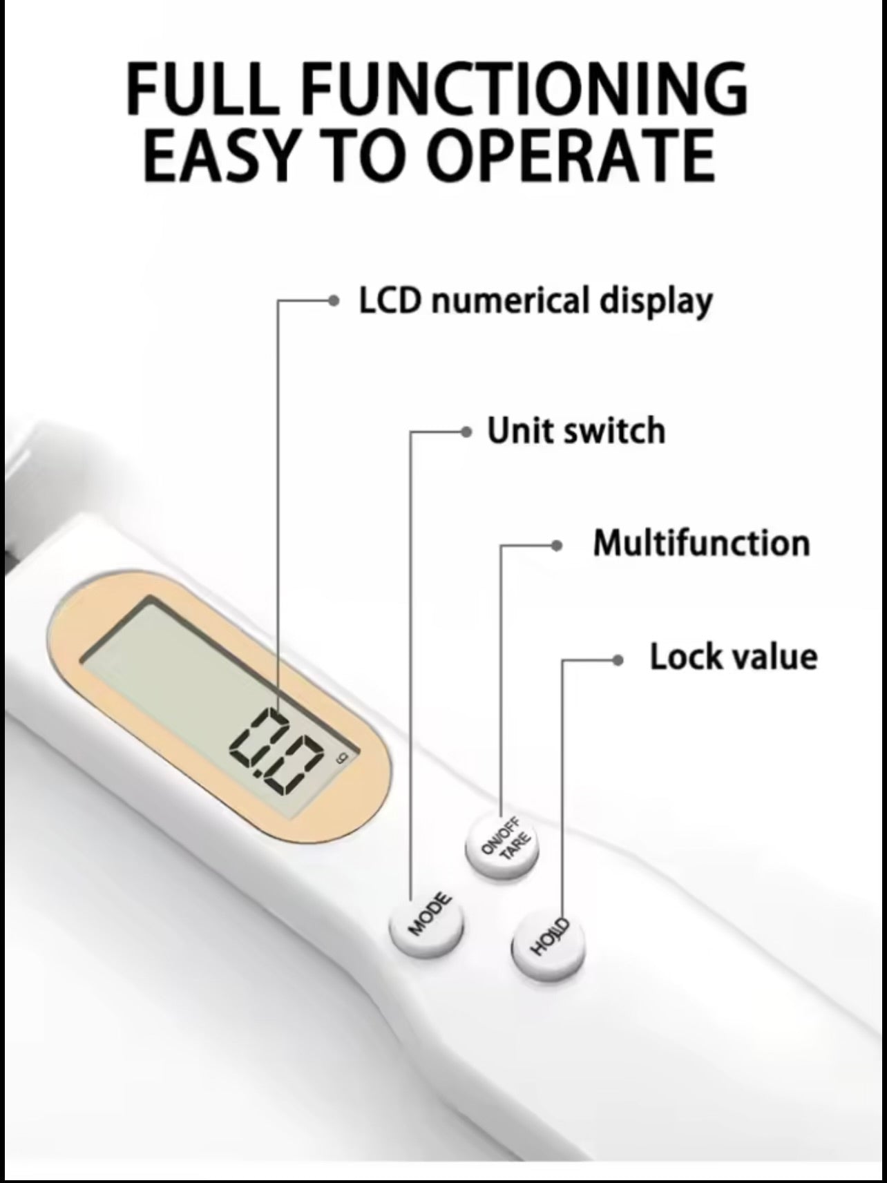 1pcs Electronic Measuring Spoon Scale Kitchen Tools Portable Electronic Scale LCD Digital Measuring Food Digital Spoon Scale