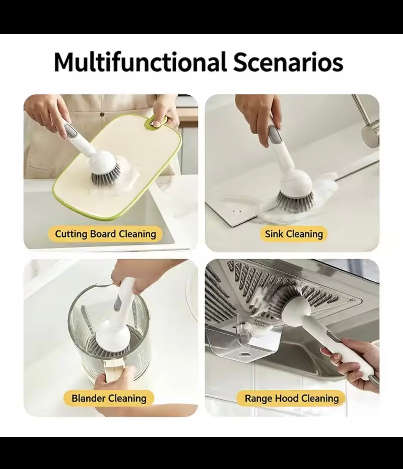 1pcs Heavy-Duty Dish Cleaning Brush Set With Detergent Dispenser - Rotating Scrubber & Long Reach 90° Cup Brushe