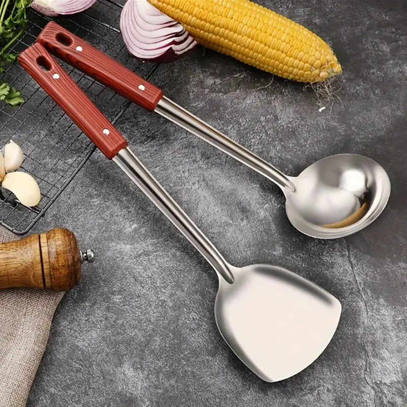 Stainless Steel Kitchen Utensils Set with Heat-Resistant Handle