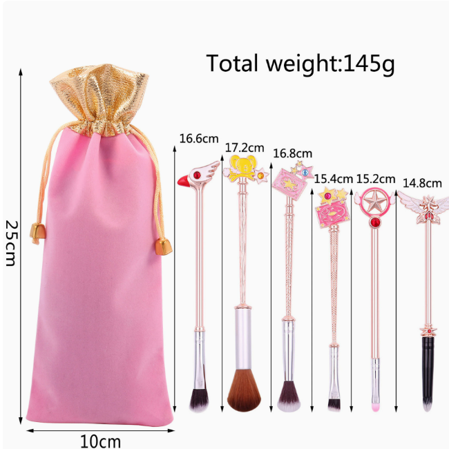 Sakura Anime Makeup Brush Set - 6 Brushes for Beginners