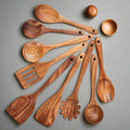 1-9Pcs/set Wooden Kitchen Utensils Set,  Wooden Spoons for Cooking