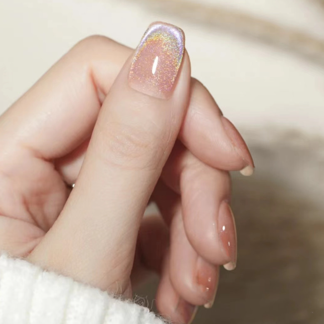 Rainbow Middle-length Handmade Square Armor Fake Nails
