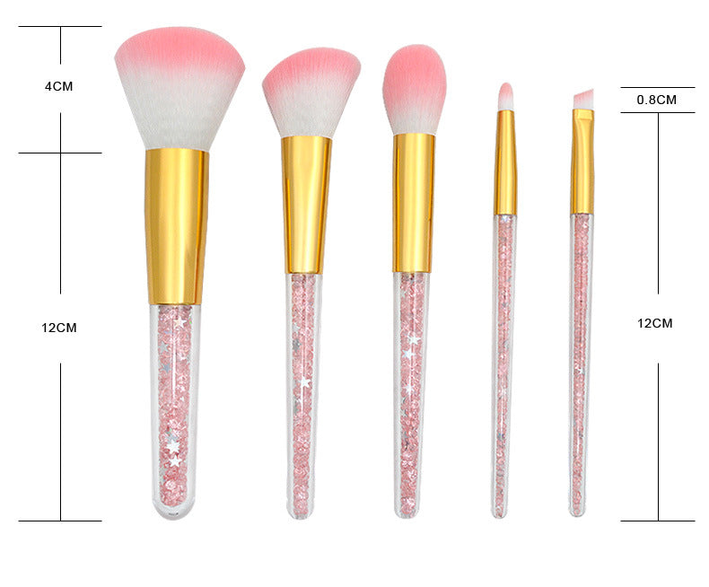 5 Transparent Handle Makeup Brushes Set