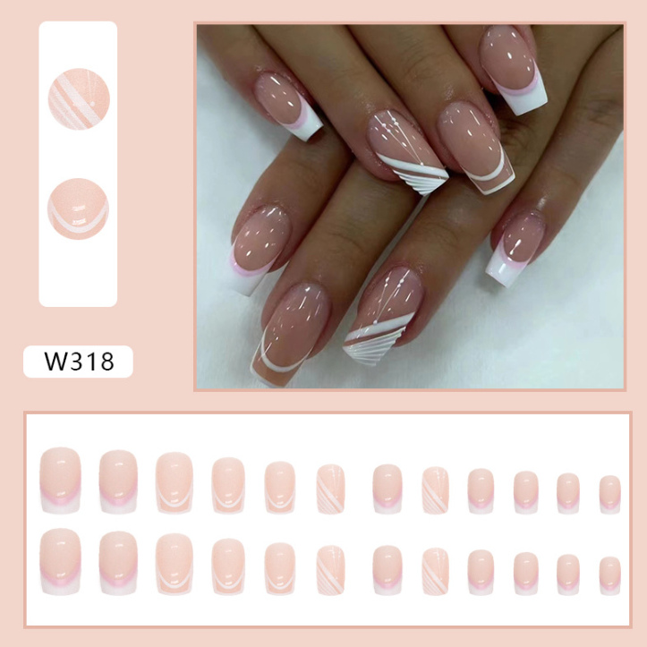 Simple Nude Color Mid-length Square Fake Nails