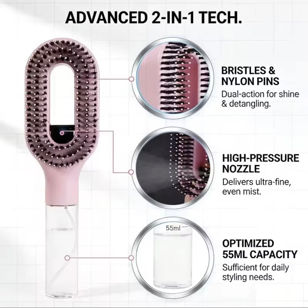 2in1 Sprayer Comb Detangling Scalp Massage Hairbrush with Spray Bottle Essential Oil Water Mist Spray Brush Anti-static Summer