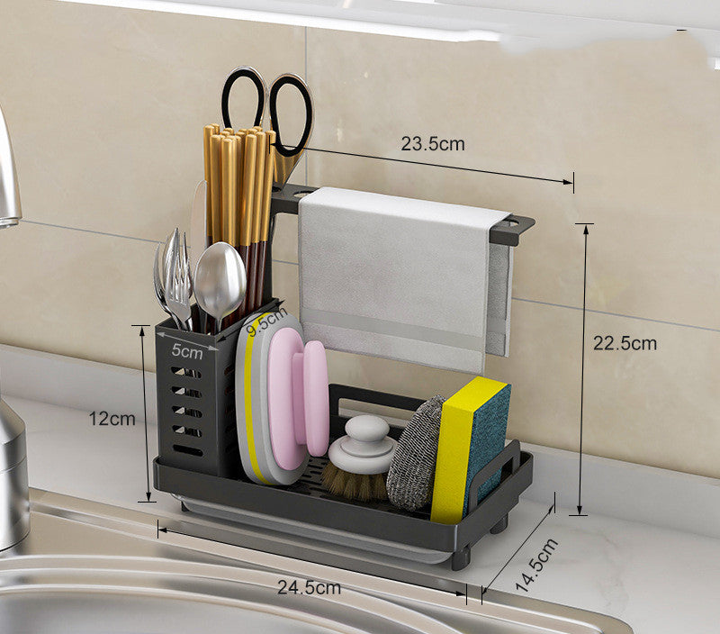 Kitchen Shelf Towel and Sponge Drain Storage Rack