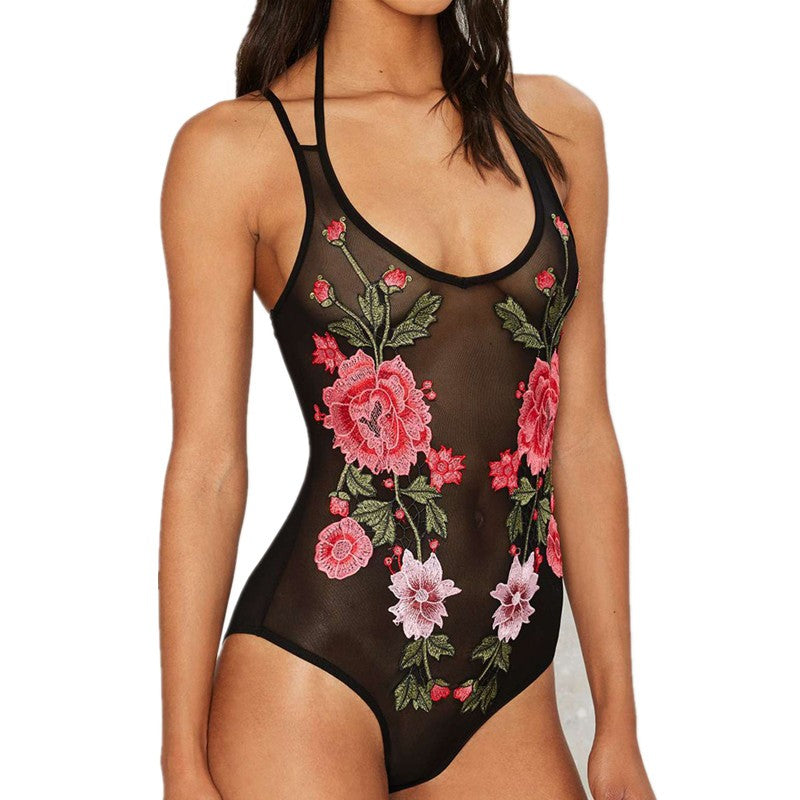Summer Mesh Embroidered Jumpsuit