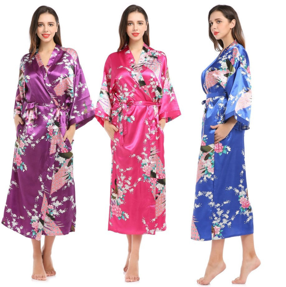 Peacock Long Robe for Women - Stylish Home Wear