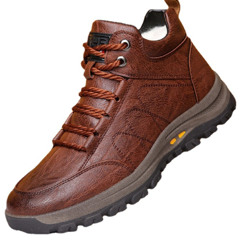 Men's High-Top Leather Anti-Slip Snow Boots