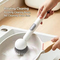 1pcs Heavy-Duty Dish Cleaning Brush Set With Detergent Dispenser - Rotating Scrubber & Long Reach 90° Cup Brushe