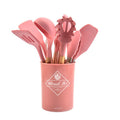 9-Piece Silicone Kitchen Utensil Set with Wood Handle