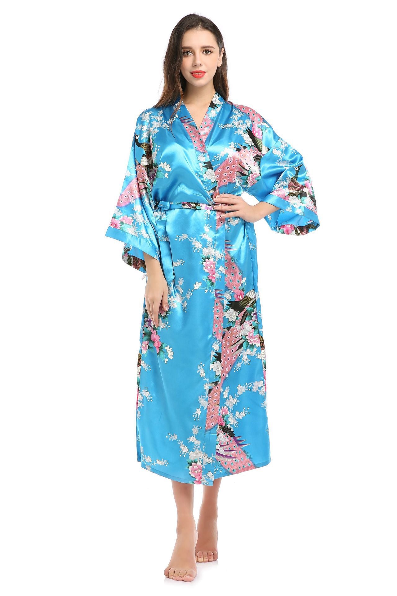 Peacock Long Robe for Women - Stylish Home Wear
