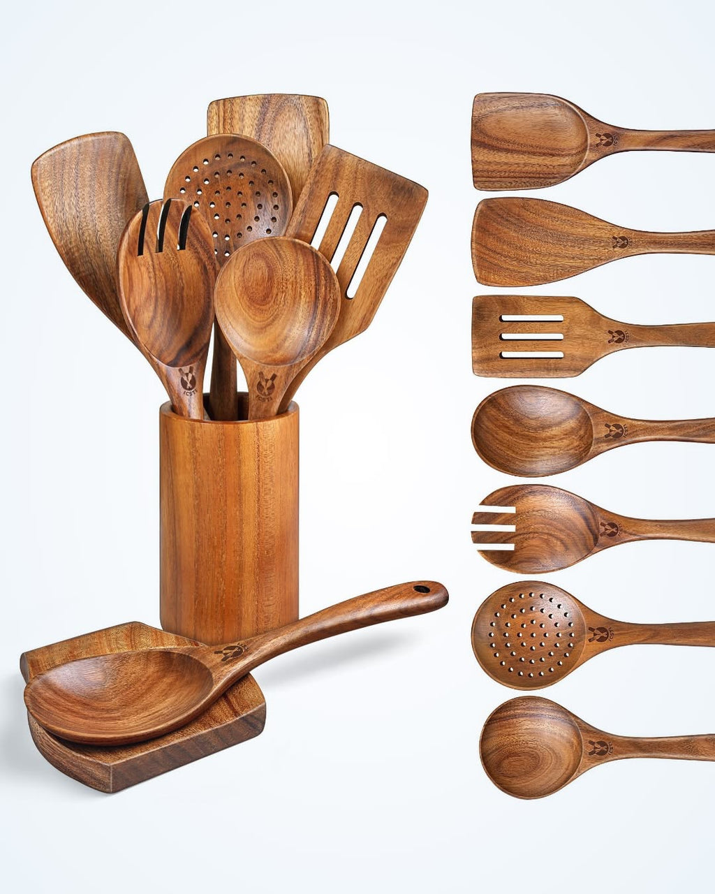 1-9Pcs/set Wooden Kitchen Utensils Set,  Wooden Spoons for Cooking