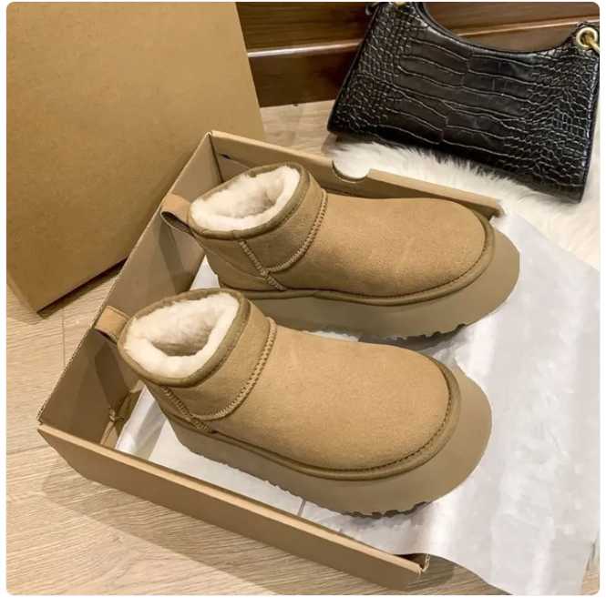 Women's Velvet Thermal Snow Boots with Thickened Cotton Lining