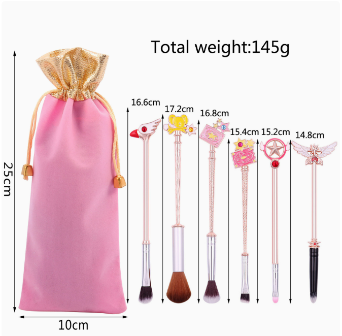 Sakura Anime Makeup Brush Set - 6 Brushes for Beginners