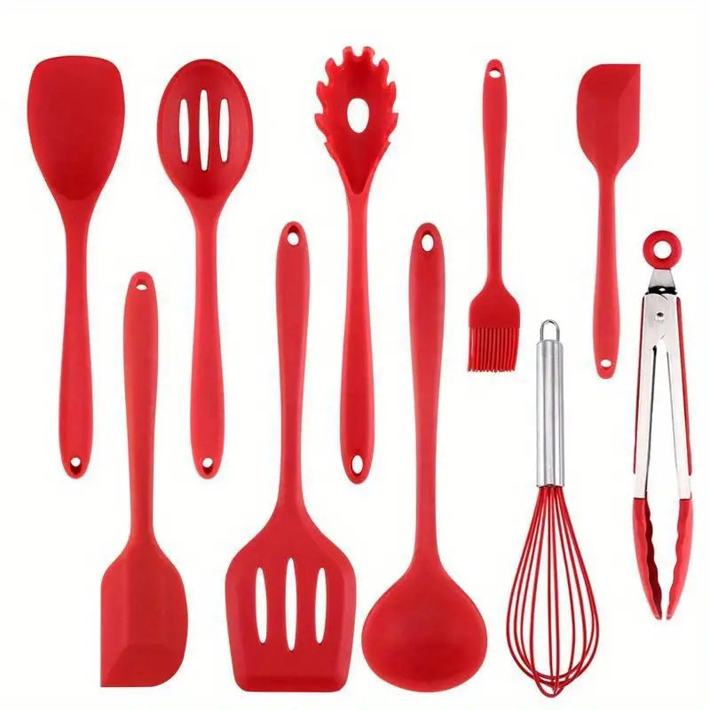 Silicone Kitchen Utensils Set with Knife Holder Rack
