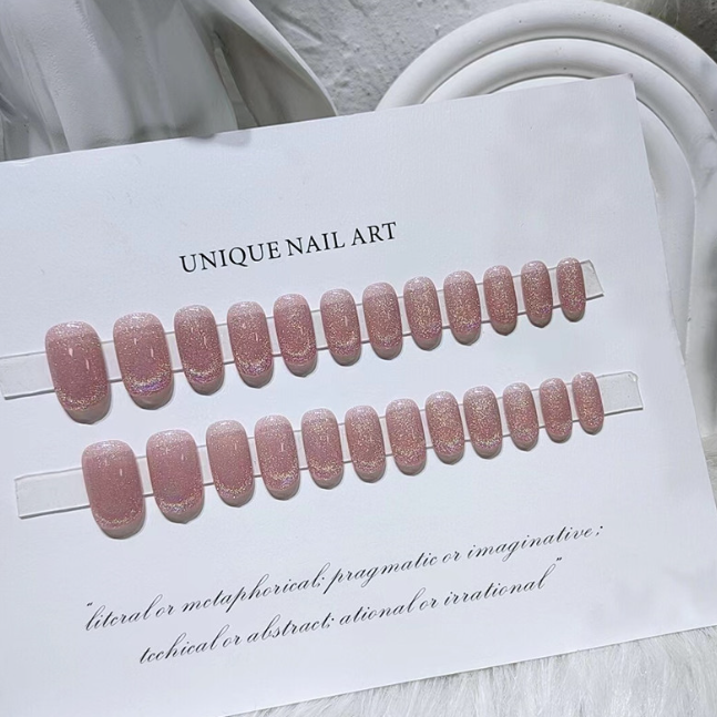 Rainbow Middle-length Handmade Square Armor Fake Nails