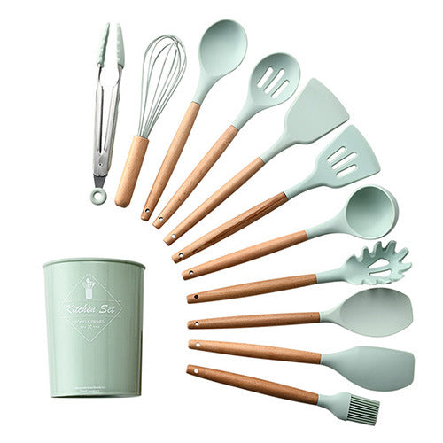 Wooden Handle Cooking Tool Set with Storage Box