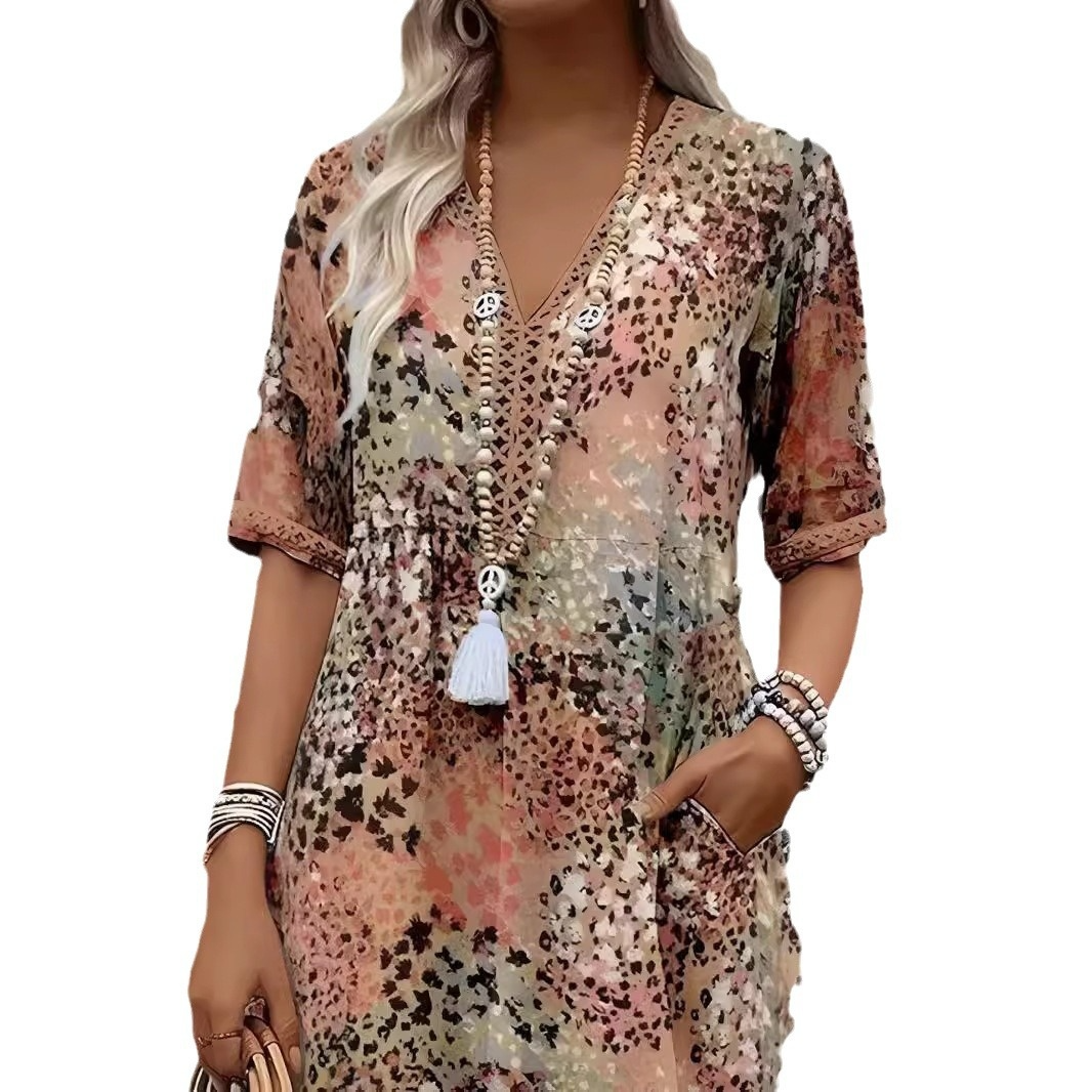 Summer V-Neck Pocket Dress