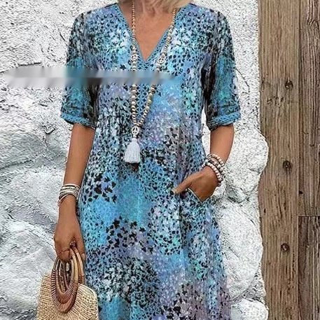 Summer V-Neck Pocket Dress