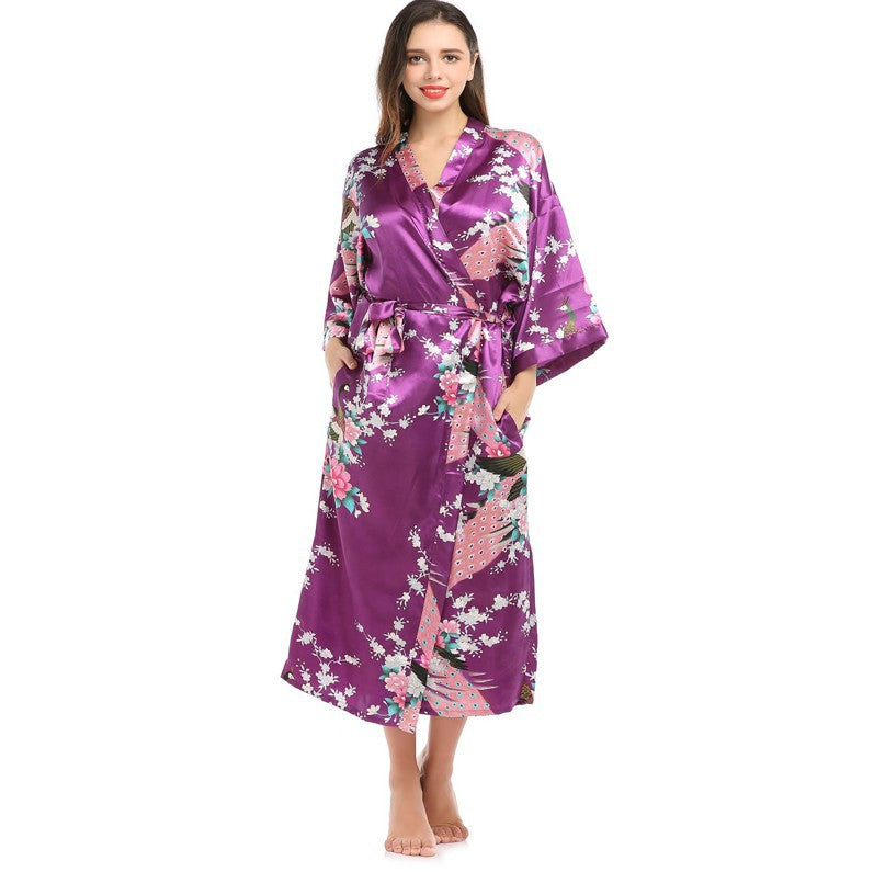 Peacock Long Robe for Women - Stylish Home Wear