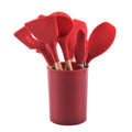 12-Piece Silicone Kitchen Utensil Set with Wooden Handles