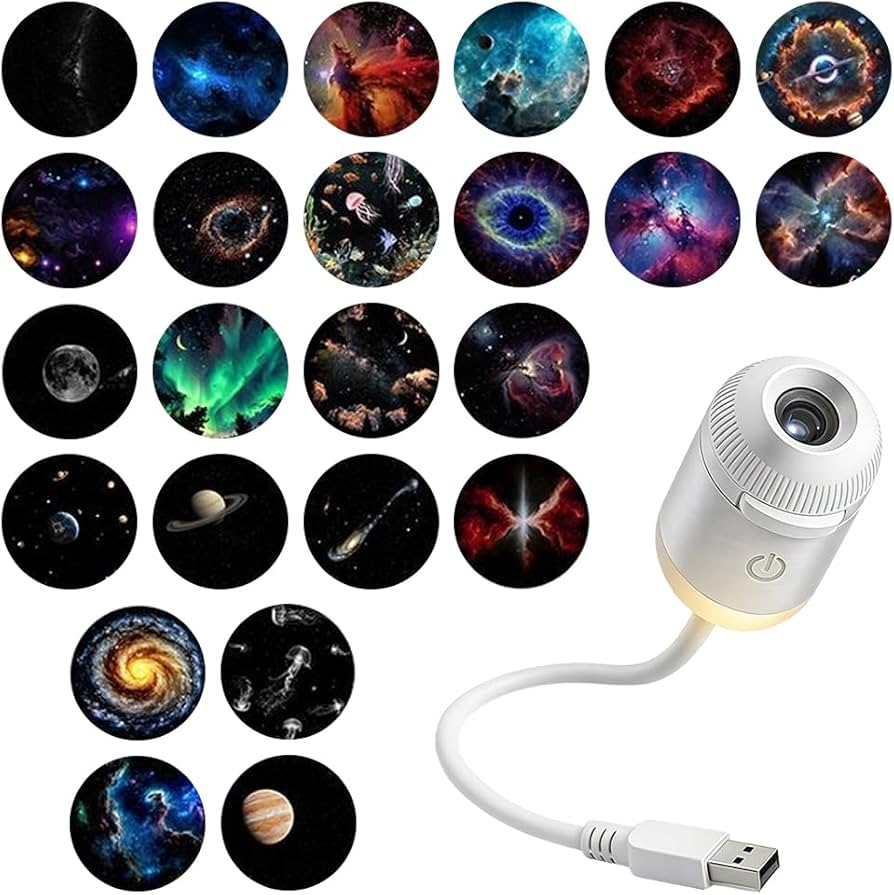 2-in-1 Galaxy Projector Night Light — USB Starry Sky LED Lamp for Bedroom Ceiling & Room Decor