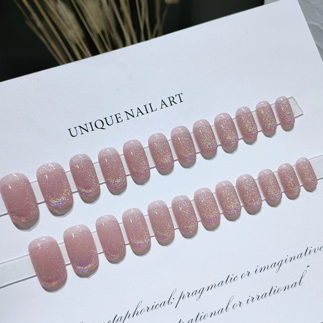 Rainbow Middle-length Handmade Square Armor Fake Nails