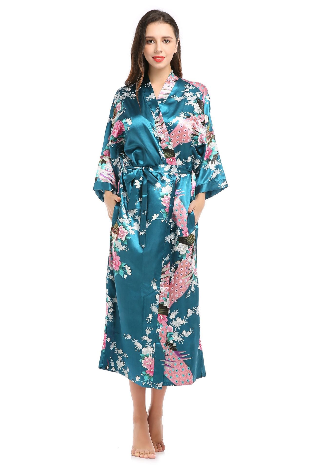 Peacock Long Robe for Women - Stylish Home Wear