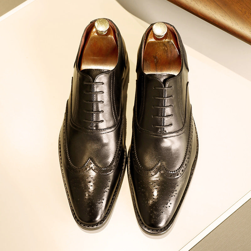 Men's Leather Oxford Shoes with Rubber Sole