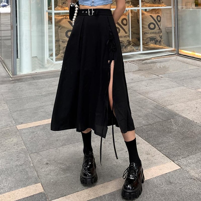 French Hepburn Style Slit Skirt