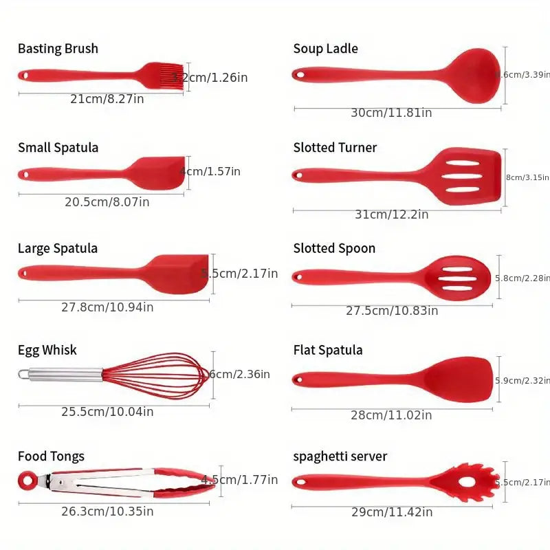 Silicone Kitchen Utensils Set with Knife Holder Rack