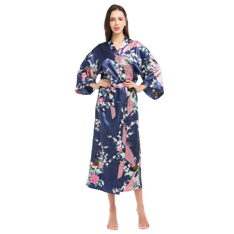 Peacock Long Robe for Women - Stylish Home Wear