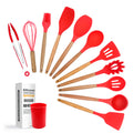Wooden Handle Silicone Kitchen Utensil Set (11 Pieces)