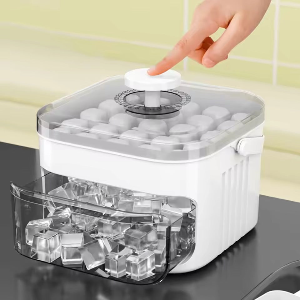 50-Cube Ice Maker with Easy Press Cap Double Layer Ice Cube Maker Refrigerator Household Ice Storage Ice Box