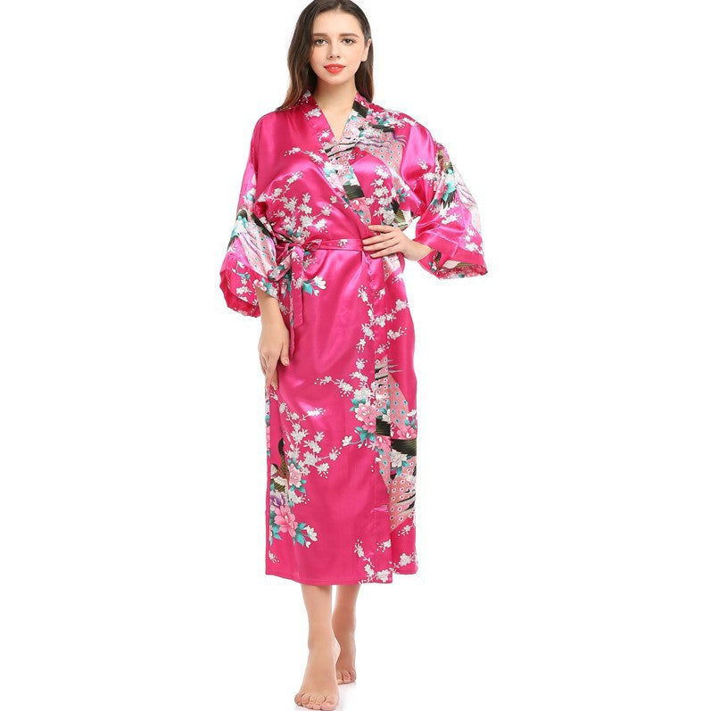 Peacock Long Robe for Women - Stylish Home Wear