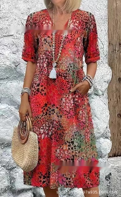 Summer V-Neck Pocket Dress