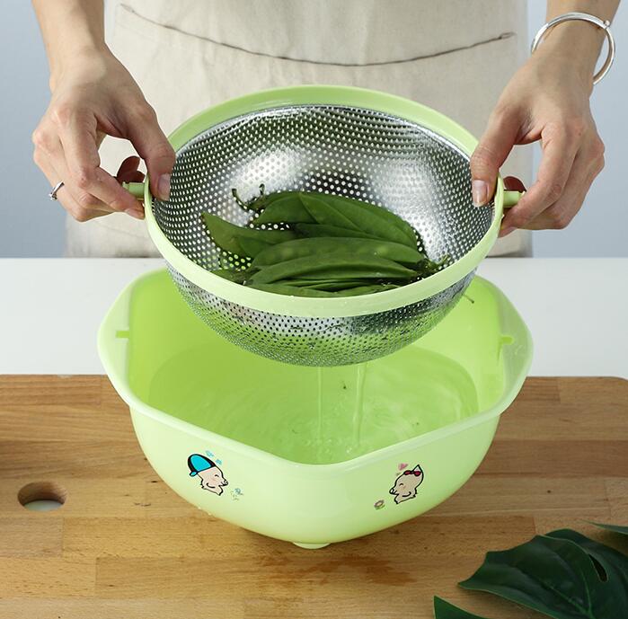 Stainless Steel Double-Layer Colander and Bowl Set