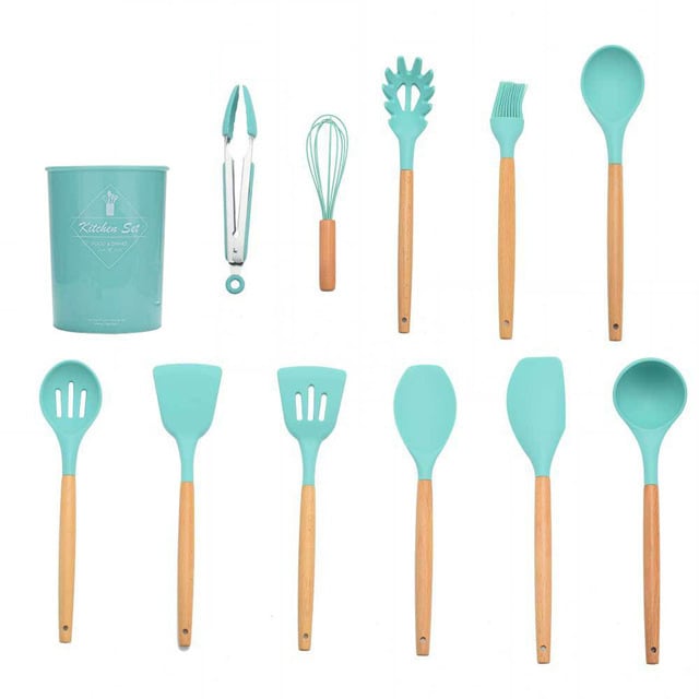 Wooden Handle Cooking Tool Set with Storage Box