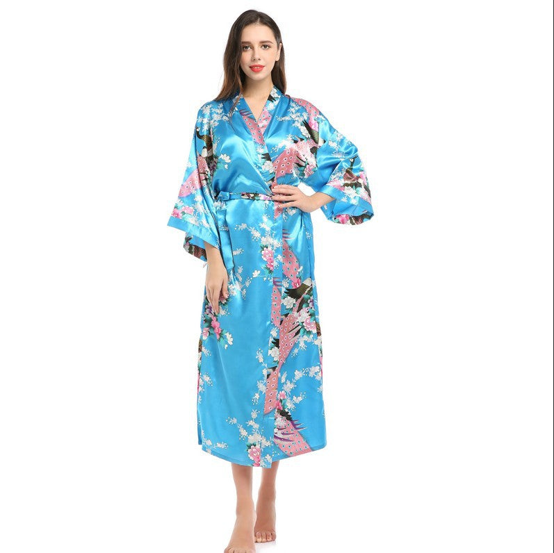 Peacock Long Robe for Women - Stylish Home Wear