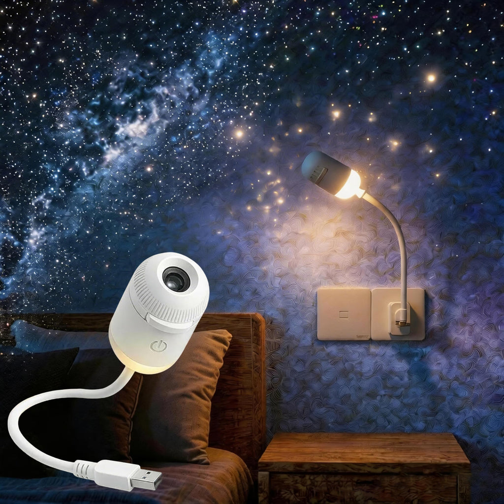 2-in-1 Galaxy Projector Night Light — USB Starry Sky LED Lamp for Bedroom Ceiling & Room Decor