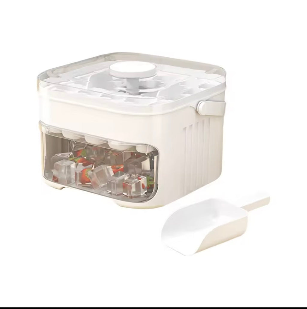 50-Cube Ice Maker with Easy Press Cap Double Layer Ice Cube Maker Refrigerator Household Ice Storage Ice Box