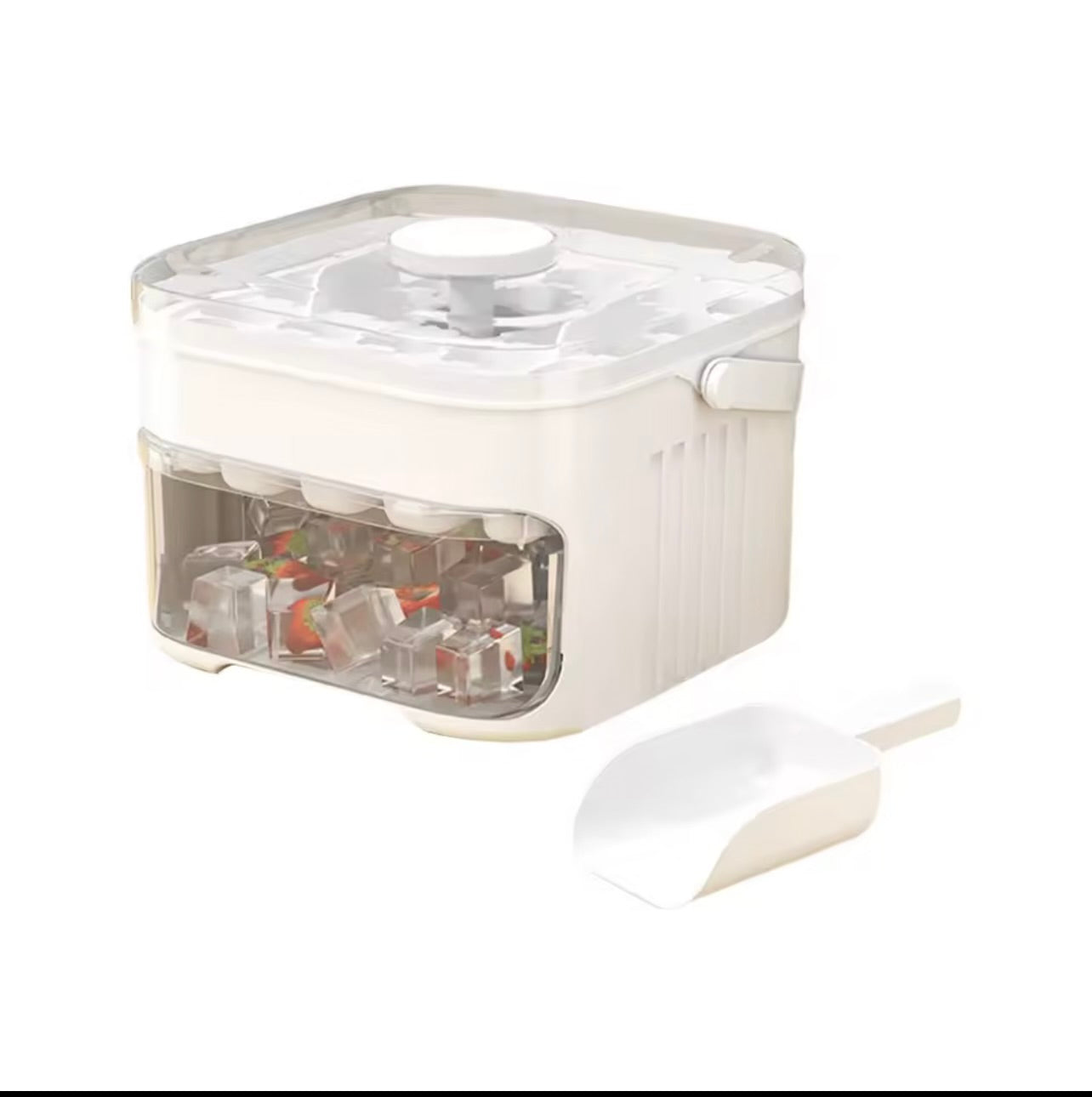 50-Cube Ice Maker with Easy Press Cap Double Layer Ice Cube Maker Refrigerator Household Ice Storage Ice Box