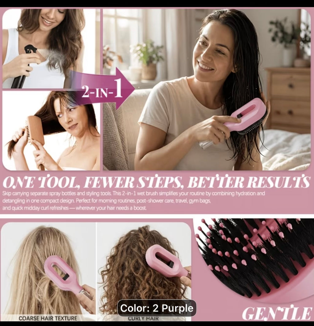 2pcs Hair
Brush with Water Spray Mister