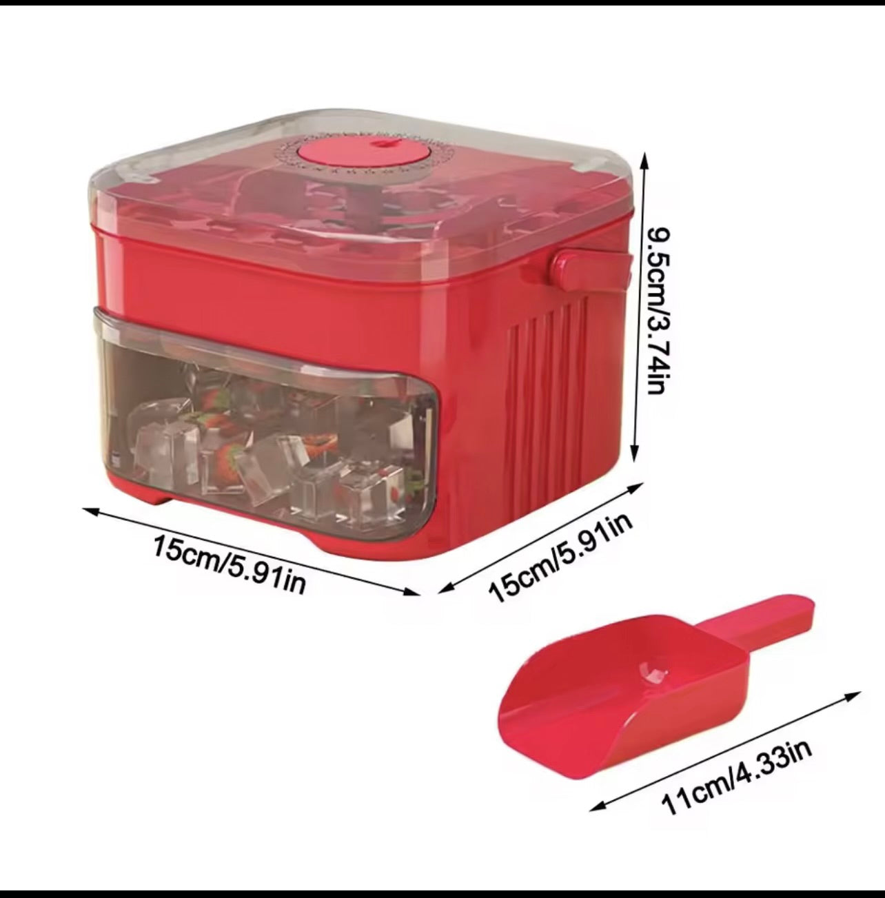 50-Cube Ice Maker with Easy Press Cap Double Layer Ice Cube Maker Refrigerator Household Ice Storage Ice Box