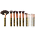 Patterned Makeup Brush Set - 15 Black and Gold Brushes