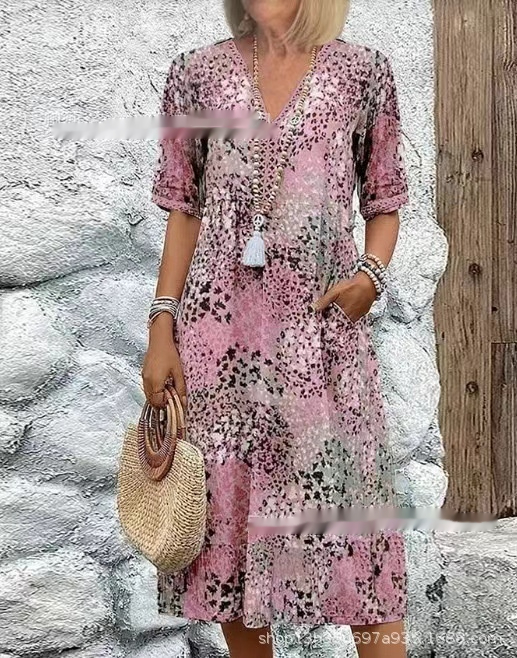 Summer V-Neck Pocket Dress