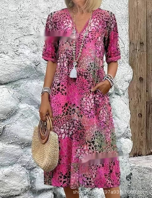 Summer V-Neck Pocket Dress