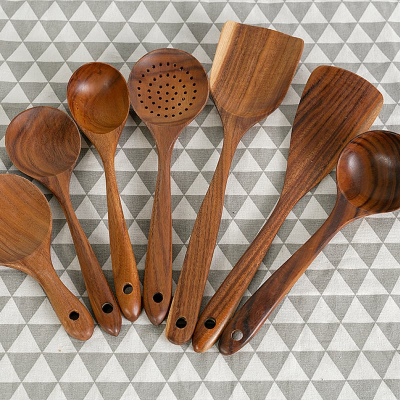 Teak Unlacquered Solid Wood Stir-Fry Spatula